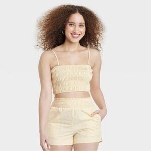 A New Day Yellow Striped Crop Top